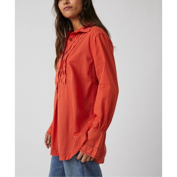Free People “Black Tie Tux” Top in Tiger Red - Picture 2 of 13